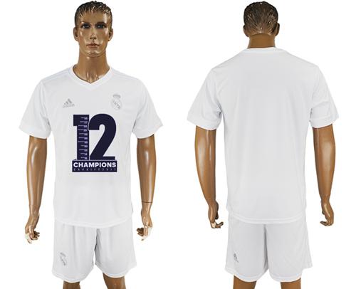Real Madrid Blank Champions White Soccer Club Jersey